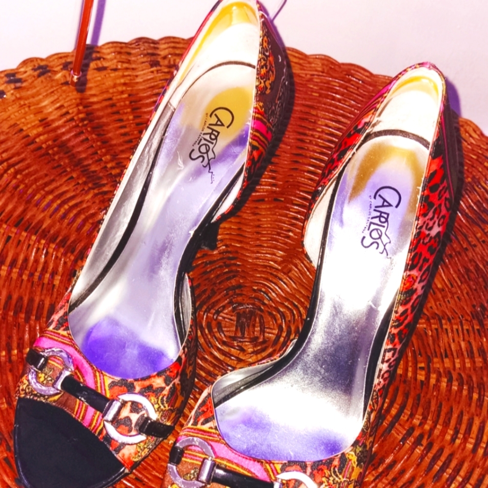 Carlos Santana open toe colorful heels. Size 8